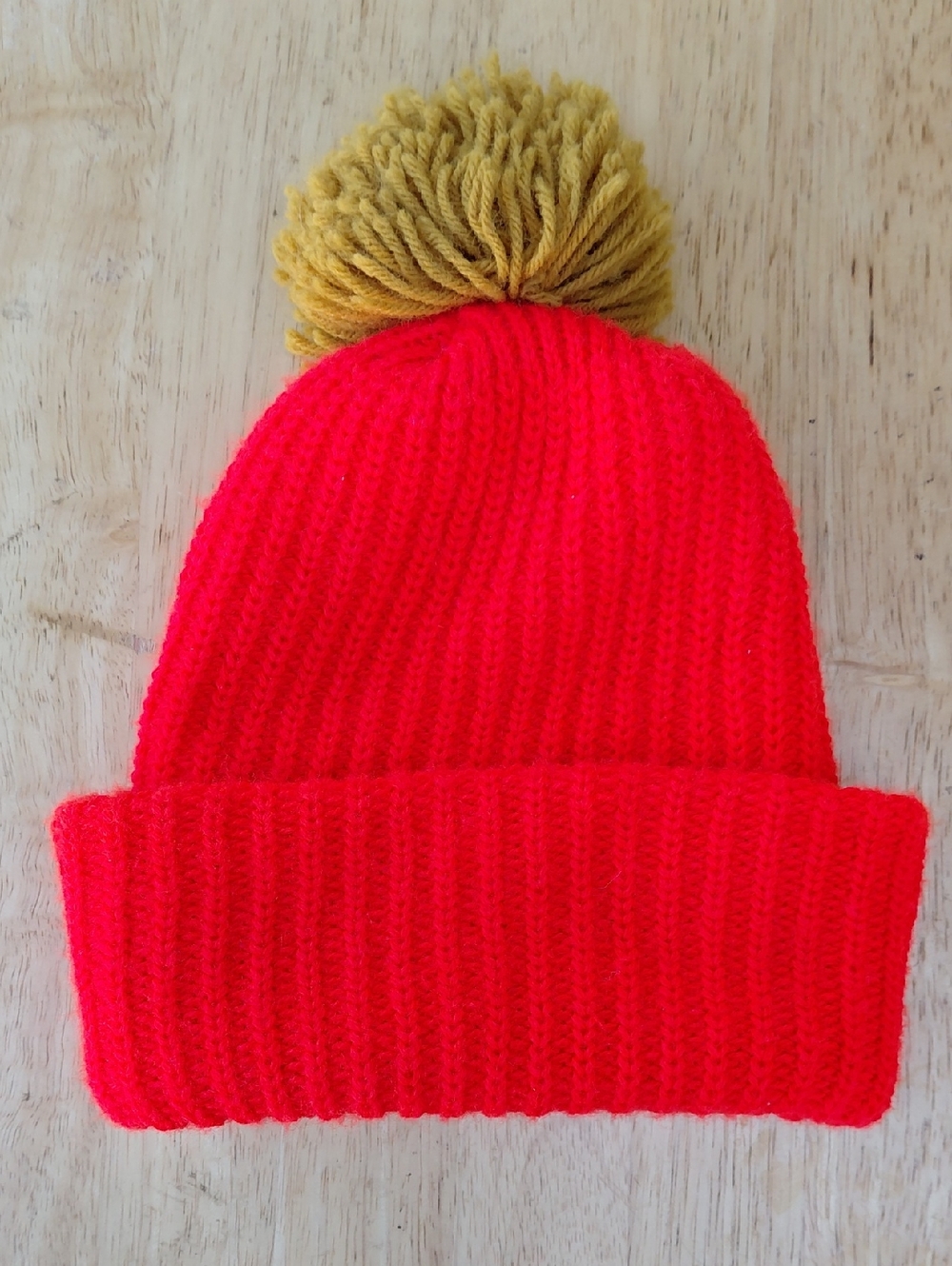 Vintage SF 49ers NFL Red and Tan Pom Knit Beanie Hat - Picture 3 of 5